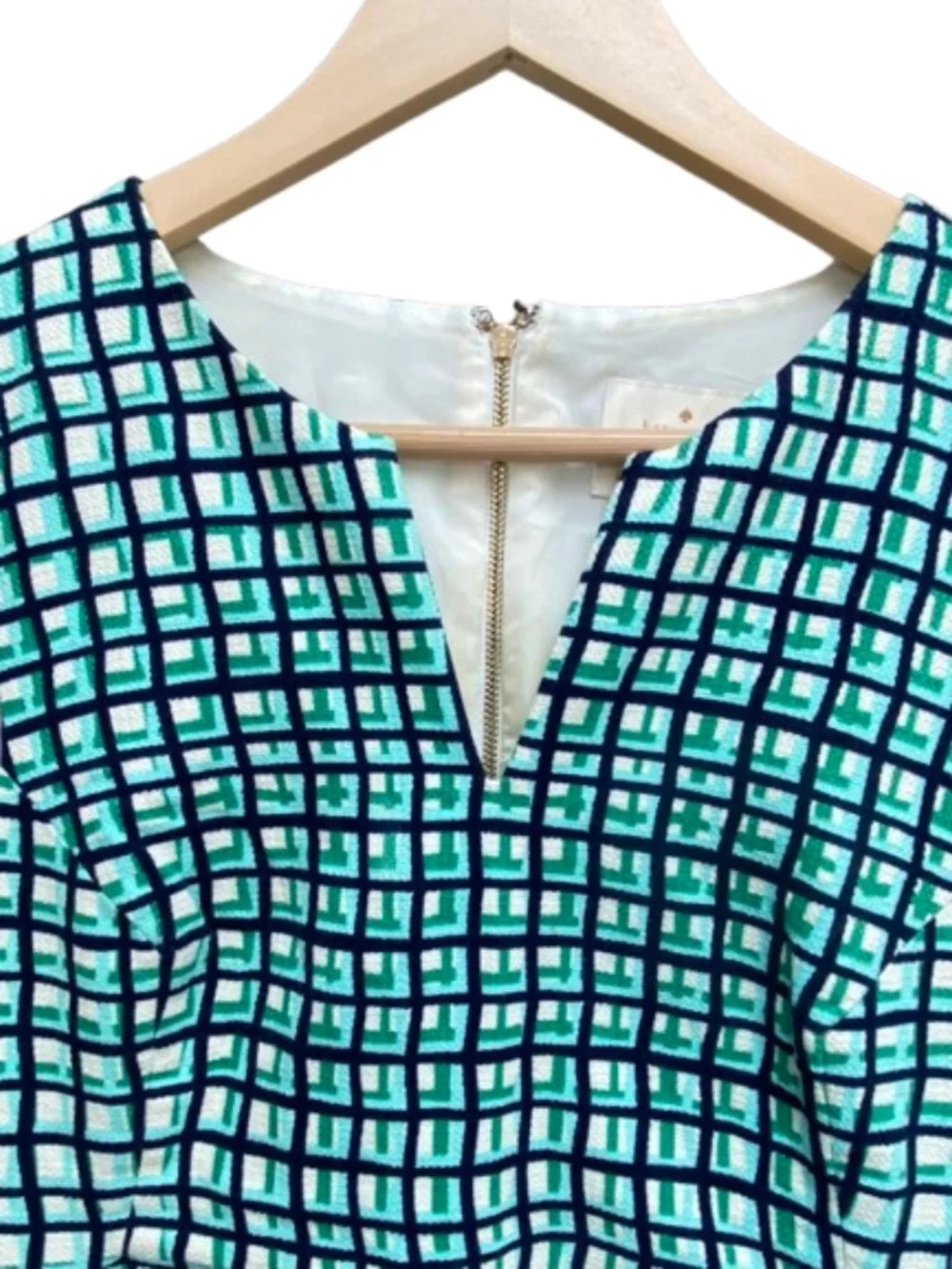 Kate Spade Samantha Plaid Checkered Split V-Neck Sheath Dress